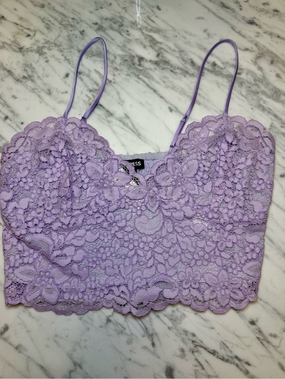 Express Lilac Lace Smocked Cami